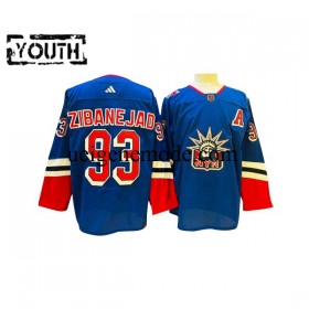 Kinder New York Rangers Eishockey Trikot Mika Zibanejad 93 Adidas 2022-2023 Reverse Retro Blau Authentic